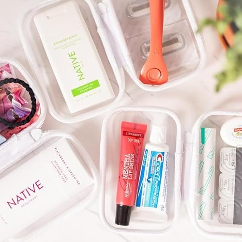 NovaHF 2PC Small Clear Hard Shell Plastic Zipper Case - Double Zippers, Perfect for Snacks, Makeup Tools, and Toiletries Avelisse