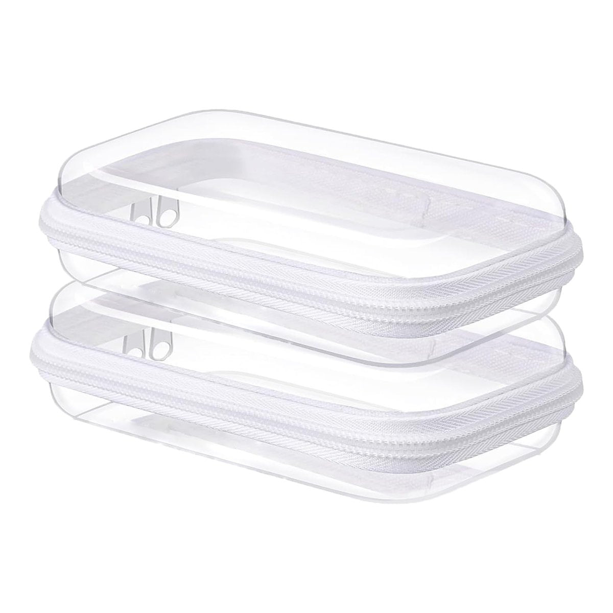 NovaHF 2PC Small Clear Hard Shell Plastic Zipper Case - Double Zippers, Perfect for Snacks, Makeup Tools, and Toiletries Avelisse