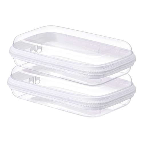 NovaHF 2PC Small Clear Hard Shell Plastic Zipper Case - Double Zippers, Perfect for Snacks, Makeup Tools, and Toiletries Avelisse