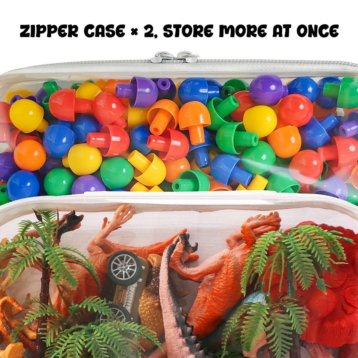 NovaHF 2PC Small Clear Hard Shell Plastic Zipper Case - Double Zippers, Perfect for Snacks, Makeup Tools, and Toiletries Avelisse