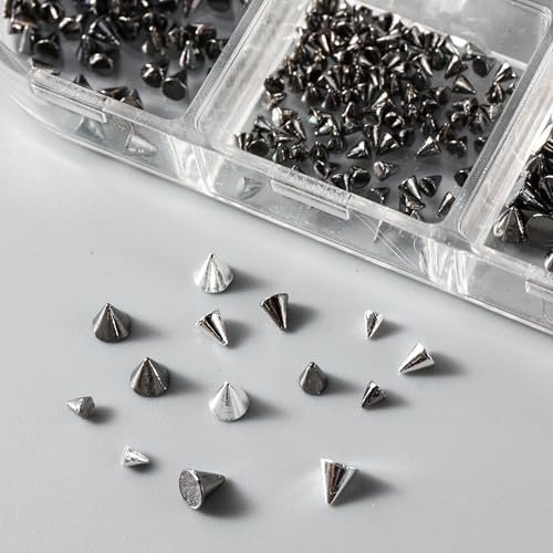 3D Mini Metal Punk Nail Art Studs Mixed Sizes Gold Black Cone Spikes Alloy Rivets Jewelry Steel Balls Jewels for Women Goth Manicure Charms Accessories DIY Crafts Decorations - görsel 12