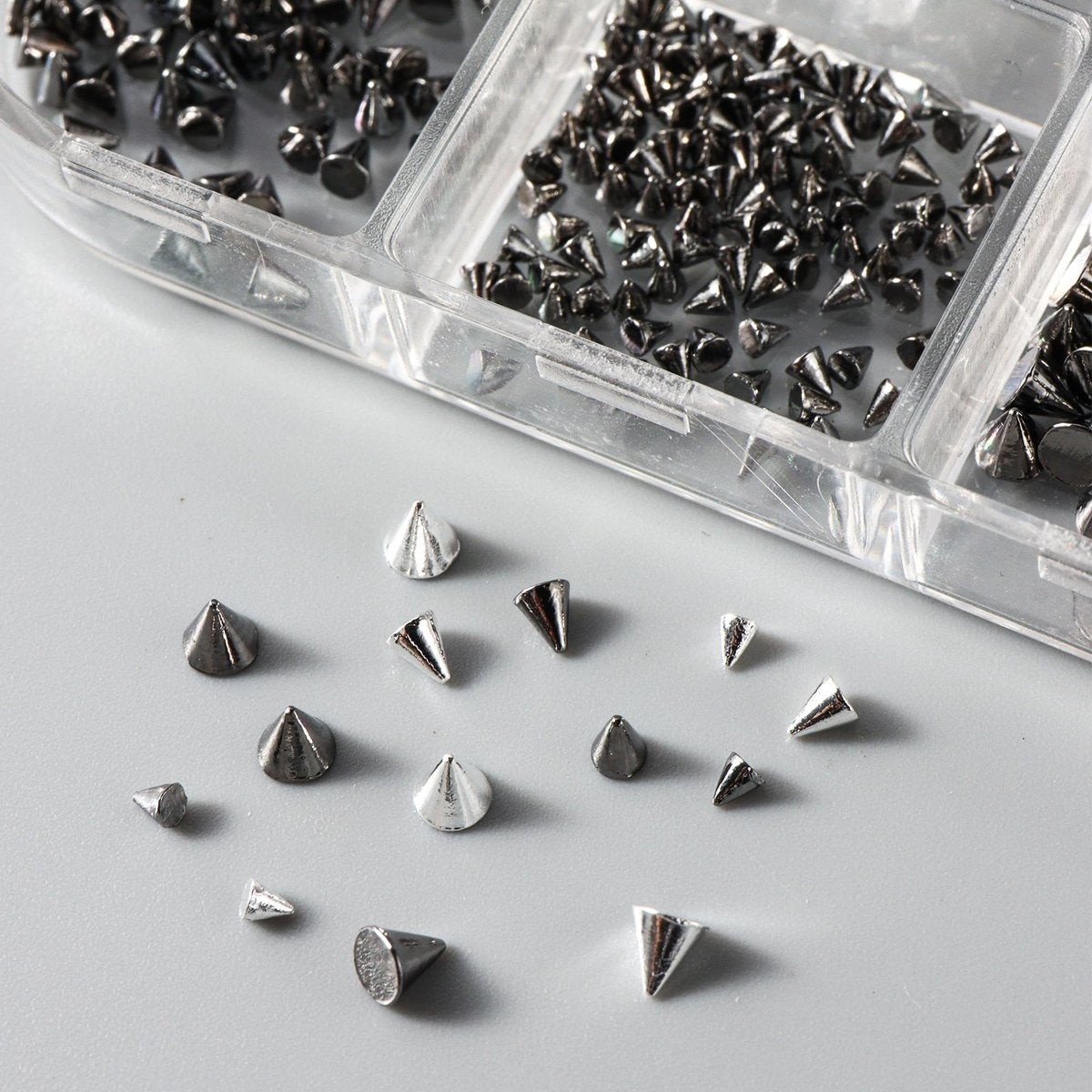 3D Mini Metal Punk Nail Art Studs Mixed Sizes Gold Black Cone Spikes Alloy Rivets Jewelry Steel Balls Jewels for Women Goth Manicure Charms Accessories DIY Crafts Decorations - görsel 11