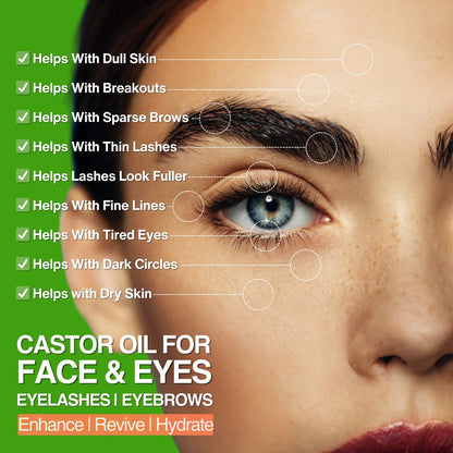 SELFWISE Organic Castor Oil Face Moisturizer for Eyes, Eyelashes, Eyebrows & Wrinkles with Jojoba, Rosehip, Grapeseed, Squalane, Palmarosa, Bergamot & Vitamin E - Gentle Skin, Men & Women, 1 oz
