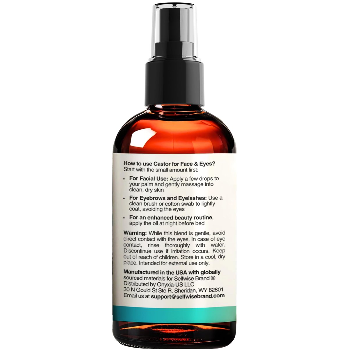 SELFWISE Organic Castor Oil Face Moisturizer for Eyes, Eyelashes, Eyebrows & Wrinkles with Jojoba, Rosehip, Grapeseed, Squalane, Palmarosa, Bergamot & Vitamin E - Gentle Skin, Men & Women, 1 oz - görsel 17