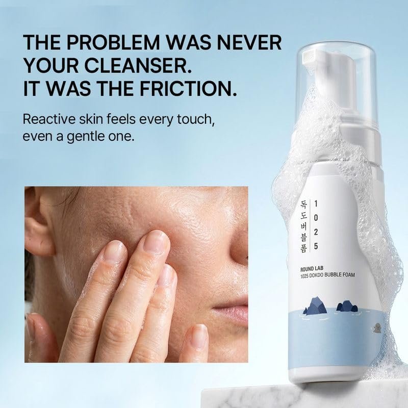 ROUND LAB 1025 Dokdo Bubble Foam Cleanser - Gentle Low pH 5.5 Foaming Face Wash for Sensitive Skin, Hydrating Korean Skincare with Panthenol & Deep Sea Water, Hypoallergenic & Fragrance-Free (5.07 Fl Oz) Avelisse