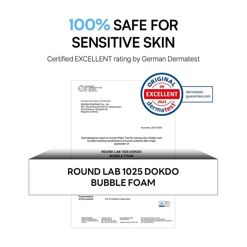 ROUND LAB 1025 Dokdo Bubble Foam Cleanser - Gentle Low pH 5.5 Foaming Face Wash for Sensitive Skin, Hydrating Korean Skincare with Panthenol & Deep Sea Water, Hypoallergenic & Fragrance-Free (5.07 Fl Oz) Avelisse