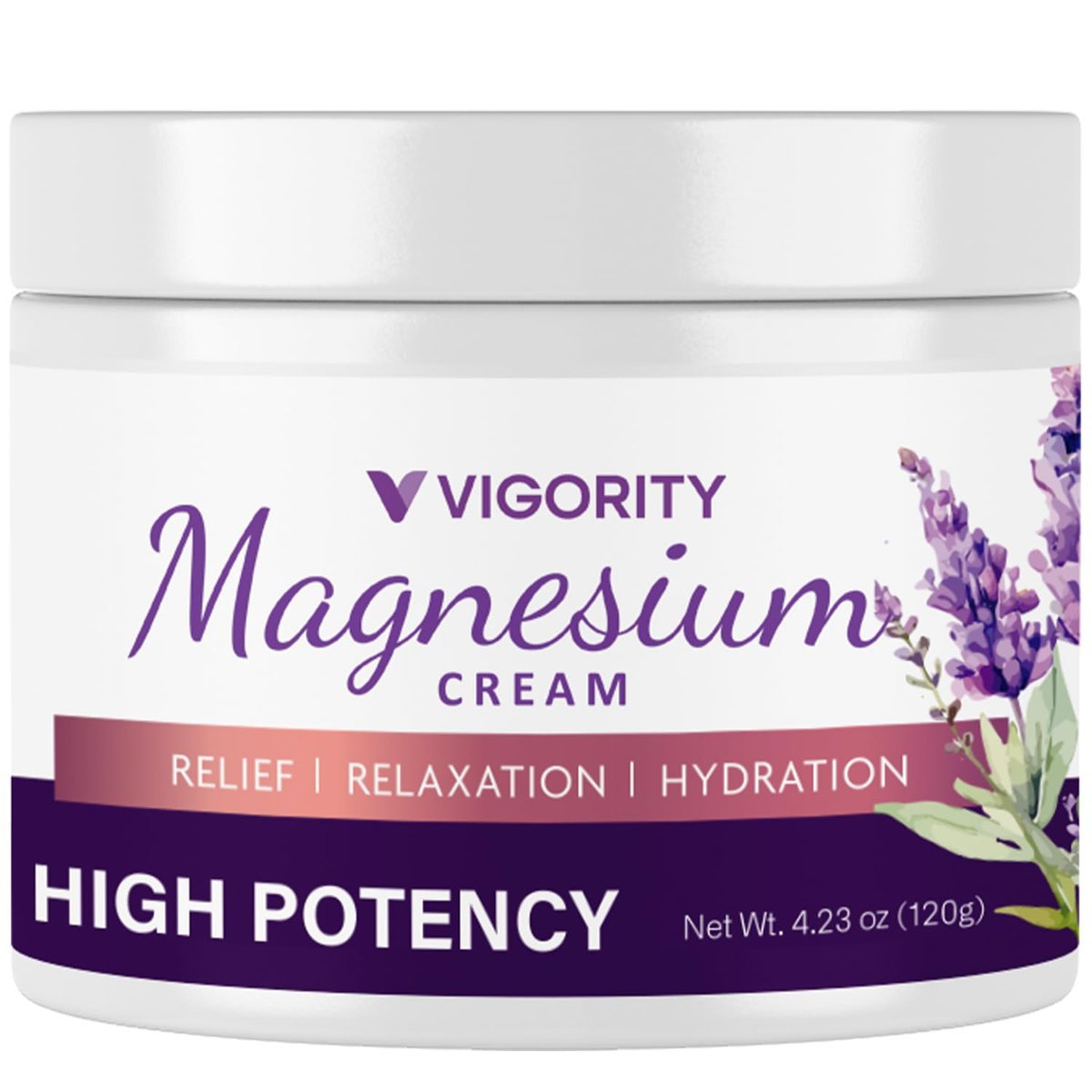 Vigority Magnesium Cream - Soothing Relief with Lavender, Vitamin E and Shea Butter, 4.23 oz Avelisse