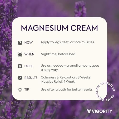 Vigority Magnesium Cream - Soothing Relief with Lavender, Vitamin E and Shea Butter, 4.23 oz Avelisse