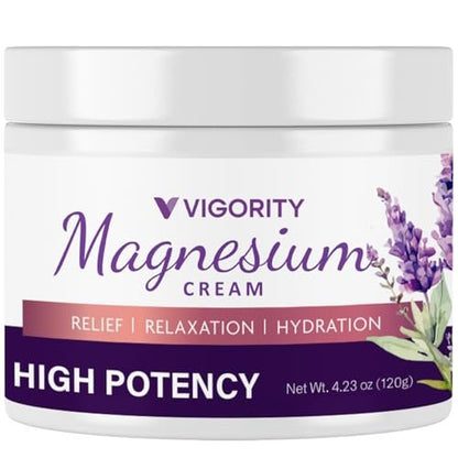 Vigority Magnesium Cream - Soothing Relief with Lavender, Vitamin E and Shea Butter, 4.23 oz Avelisse