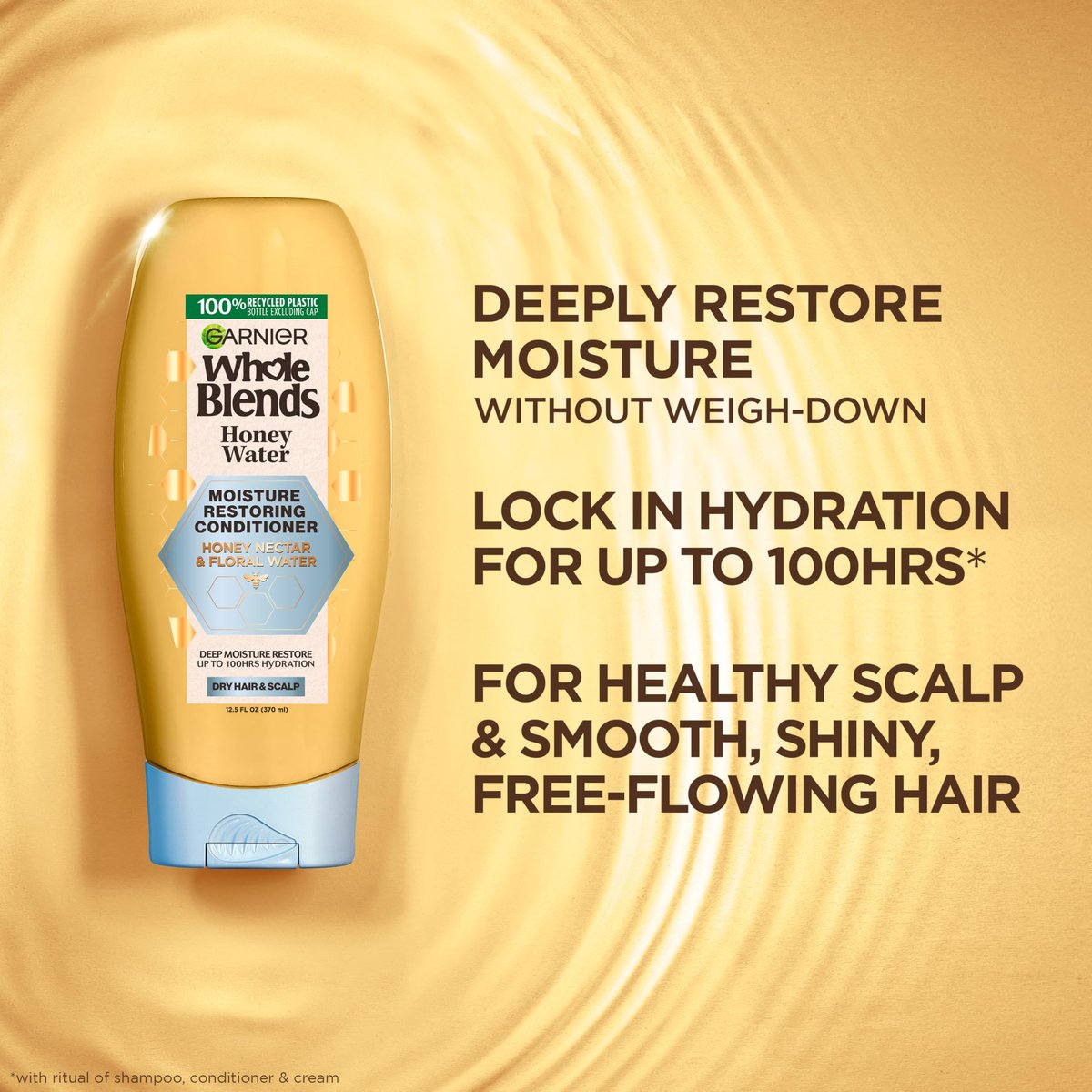 Garnier Whole Blends Honey Water Moisture Restoring Conditioner for Dry Hair & Scalp, 26.6 Fl Oz - görsel 3