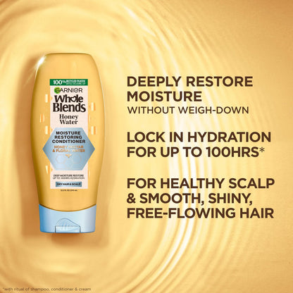 Garnier Whole Blends Honey Water Moisture Restoring Conditioner for Dry Hair & Scalp, 26.6 Fl Oz