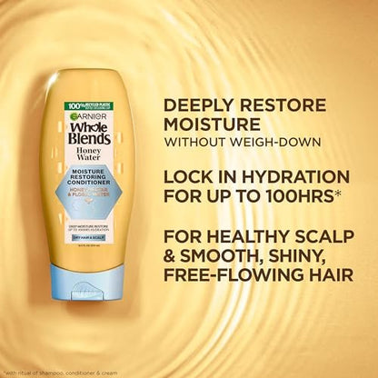 Garnier Whole Blends Honey Water Moisture Restoring Conditioner for Dry Hair & Scalp, 26.6 Fl Oz