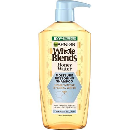 Garnier Whole Blends Honey Water Moisture Restoring Shampoo for Dry Hair & Dry Scalp, 28 Fl Oz