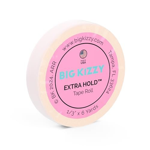 Big Kizzy Extra Hold Double Sided Hair Extension Tape Roll - 0.313" x 6 Yards - Strong Hold, 7+ Weeks Wear, Medical Grade Adhesive, Made in USA Avelisse