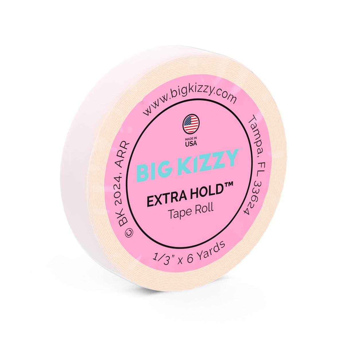 Big Kizzy Extra Hold Double Sided Hair Extension Tape Roll - 0.313" x 6 Yards - Strong Hold, 7+ Weeks Wear, Medical Grade Adhesive, Made in USA Avelisse