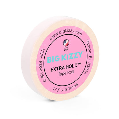 Big Kizzy Extra Hold Double Sided Hair Extension Tape Roll - 0.313" x 6 Yards - Strong Hold, 7+ Weeks Wear, Medical Grade Adhesive, Made in USA Avelisse