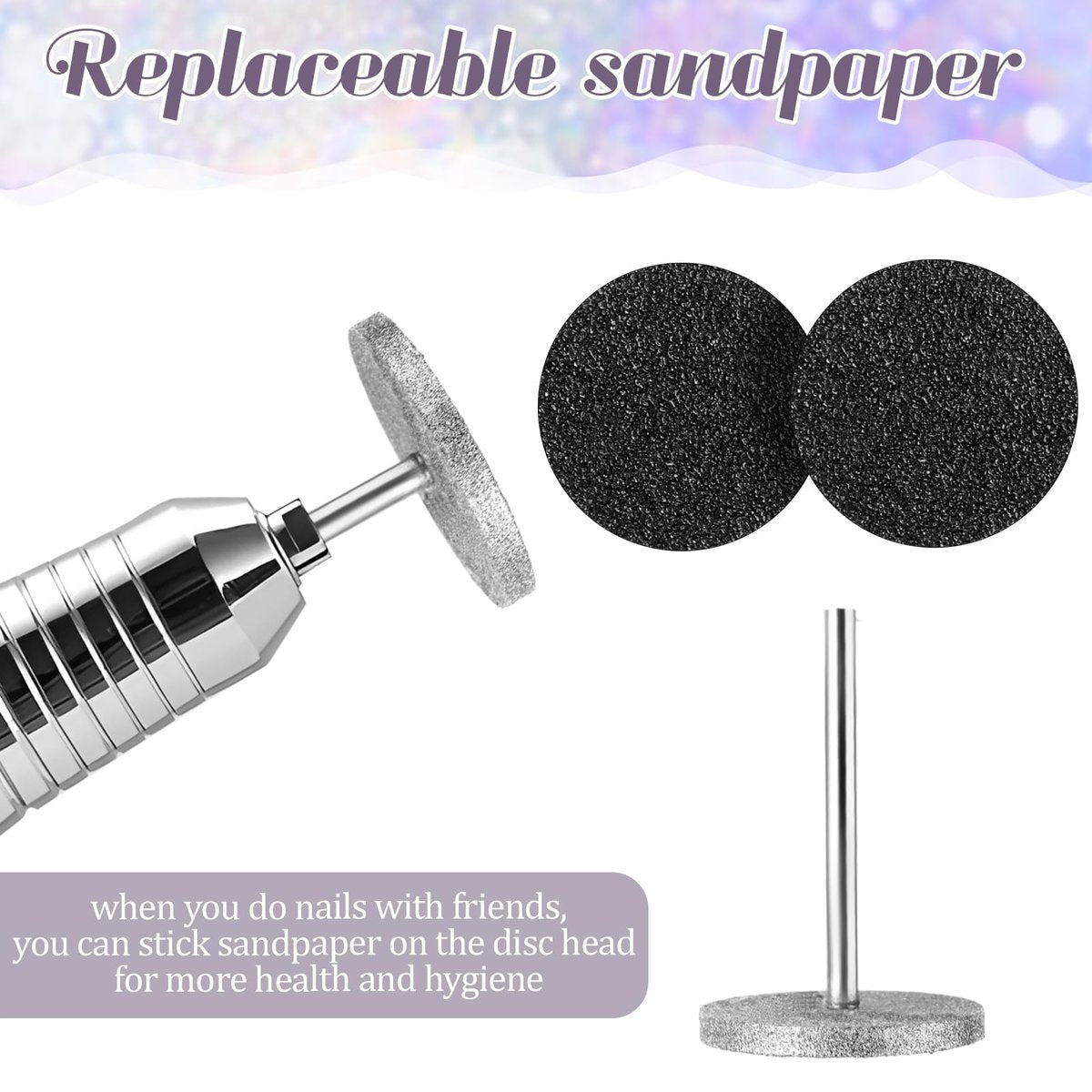 Dimeho Sanding Disc Nail Drill Bits - 4 Metal Bits + 4 Replaceable Sandpapers for Electric Foot Files Avelisse