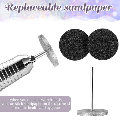 Dimeho Sanding Disc Nail Drill Bits - 4 Metal Bits + 4 Replaceable Sandpapers for Electric Foot Files Avelisse