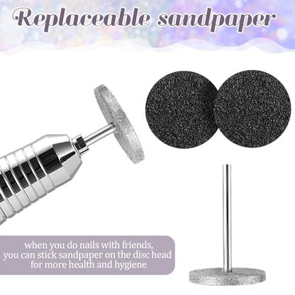 Dimeho Sanding Disc Nail Drill Bits - 4 Metal Bits + 4 Replaceable Sandpapers for Electric Foot Files Avelisse