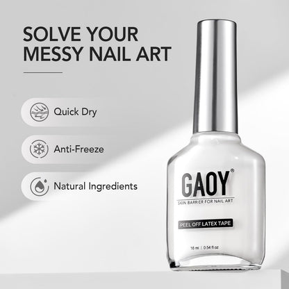 GAOY Liquid Latex for Nails - 16ml Peel Off Cuticle Guard with Stick, Skin Barrier Protector for Nail Art DIY Avelisse