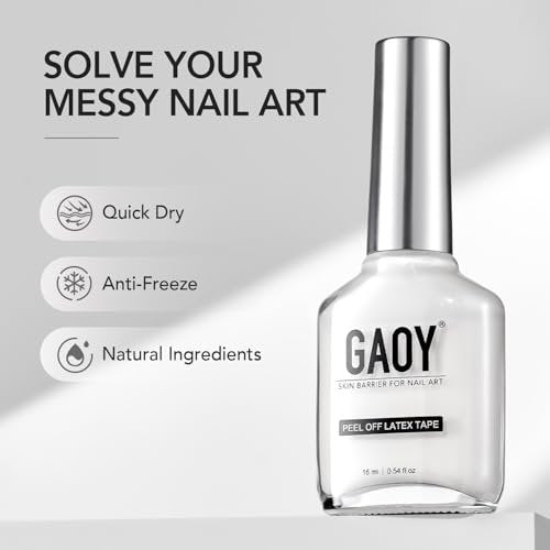 GAOY Liquid Latex for Nails - 16ml Peel Off Cuticle Guard with Stick, Skin Barrier Protector for Nail Art DIY Avelisse