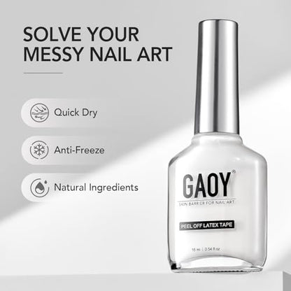 GAOY Liquid Latex for Nails - 16ml Peel Off Cuticle Guard with Stick, Skin Barrier Protector for Nail Art DIY Avelisse