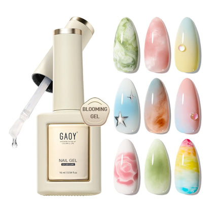 GAOY Blooming Gel Nail Polish – 16ml Clear Spreading Effect Gel for Nail Art, Soak Off UV Light Cure