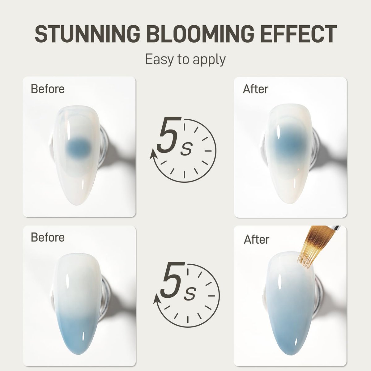 GAOY Blooming Gel Nail Polish – 16ml Clear Spreading Effect Gel for Nail Art, Soak Off UV Light Cure - görsel 4