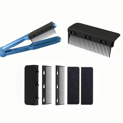 Dladhict Flat Iron Attachment - Removable Hair Straightener Comb for Black Hair, Compact Styling Tool for Professional or Home Use (Black) Avelisse
