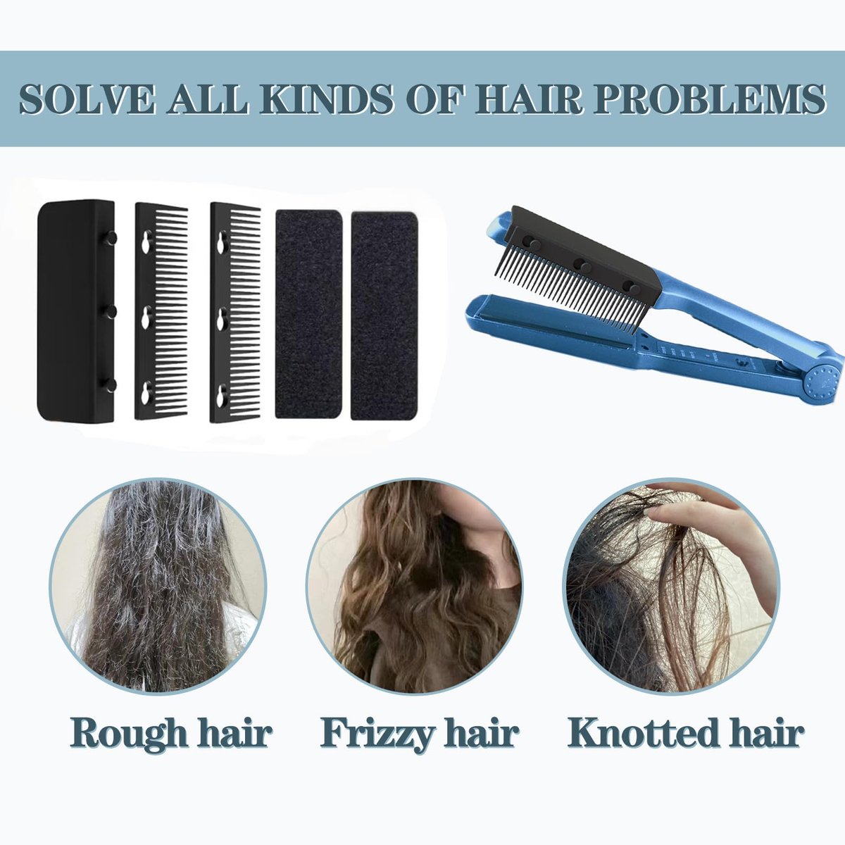 Dladhict Flat Iron Attachment - Removable Hair Straightener Comb for Black Hair, Compact Styling Tool for Professional or Home Use (Black) Avelisse