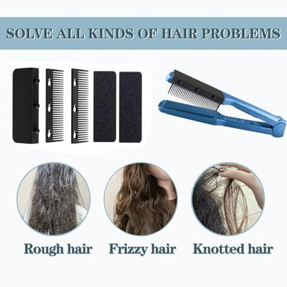 Dladhict Flat Iron Attachment - Removable Hair Straightener Comb for Black Hair, Compact Styling Tool for Professional or Home Use (Black) Avelisse