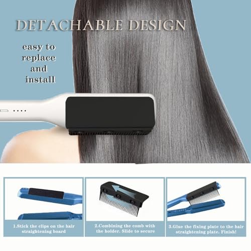 Dladhict Flat Iron Attachment - Removable Hair Straightener Comb for Black Hair, Compact Styling Tool for Professional or Home Use (Black) Avelisse