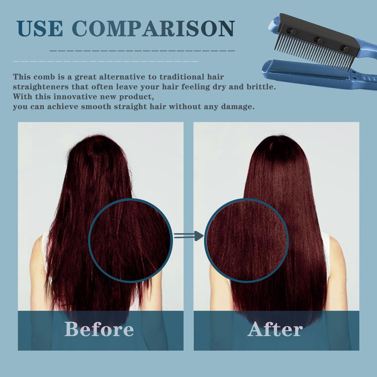 Dladhict Flat Iron Attachment - Removable Hair Straightener Comb for Black Hair, Compact Styling Tool for Professional or Home Use (Black) Avelisse