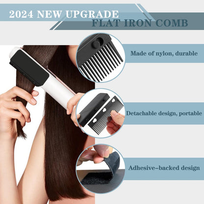 Dladhict Flat Iron Attachment - Removable Hair Straightener Comb for Black Hair, Compact Styling Tool for Professional or Home Use (Black) Avelisse