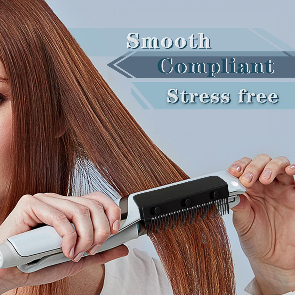 Dladhict Flat Iron Attachment - Removable Hair Straightener Comb for Black Hair, Compact Styling Tool for Professional or Home Use (Black) Avelisse