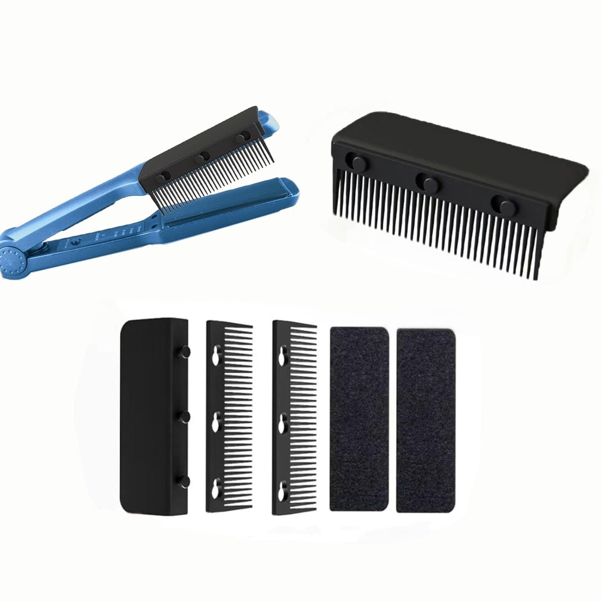 Dladhict Flat Iron Attachment - Removable Hair Straightener Comb for Black Hair, Compact Styling Tool for Professional or Home Use (Black) Avelisse