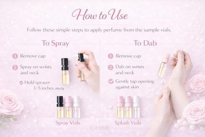 GHBB Women's Designer Perfume Sampler Lot Discovery Set - 12 Sample Vials, High End Fragrance Collection Avelisse