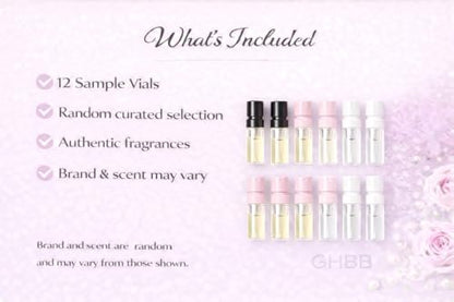 GHBB Women's Designer Perfume Sampler Lot Discovery Set - 12 Sample Vials, High End Fragrance Collection Avelisse