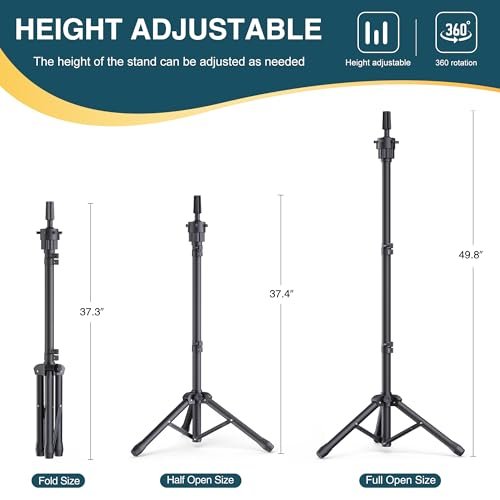 Retbtnm Wig Stand with Head 50 Inches - Height Adjustable Metal Tripod Wig Stand with 22-Inch Mannequin Head for Wig Display, Making, and Styling Avelisse