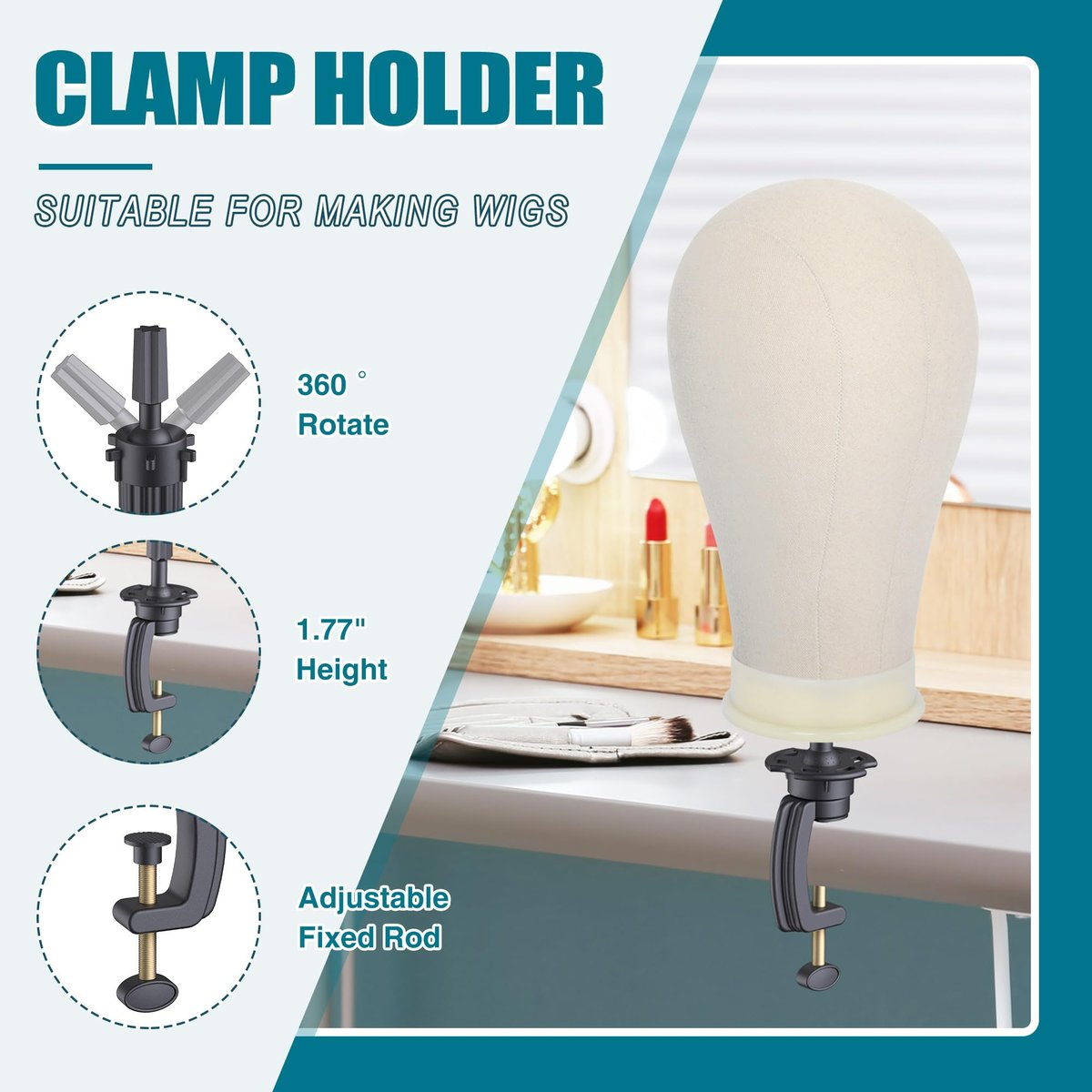 Retbtnm Wig Stand with Head 50 Inches - Height Adjustable Metal Tripod Wig Stand with 22-Inch Mannequin Head for Wig Display, Making, and Styling Avelisse