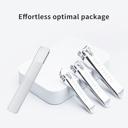 VZLYMTV Nail Clippers 4-Pieces Sharp Set – Stainless Steel Toenail Clippers for Men & Women, Professional Nail Trimmer for Seniors (Silver)