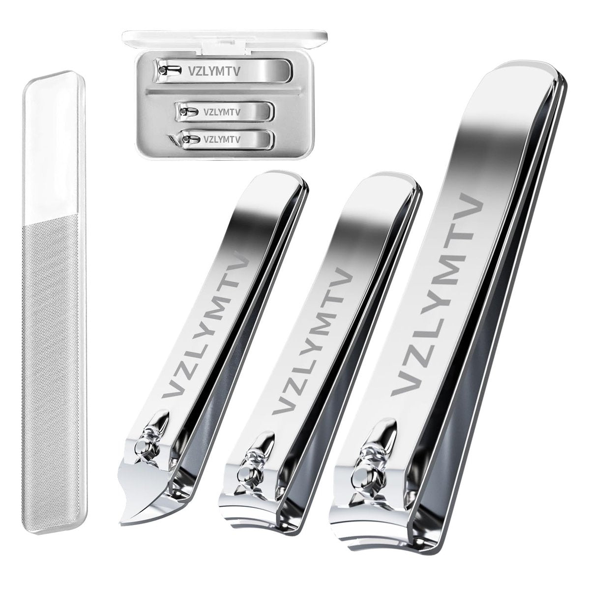 VZLYMTV Nail Clippers 4-Pieces Sharp Set – Stainless Steel Toenail Clippers for Men & Women, Professional Nail Trimmer for Seniors (Silver) - görsel 1