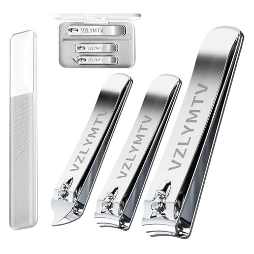 VZLYMTV Nail Clippers 4-Pieces Sharp Set – Stainless Steel Toenail Clippers for Men & Women, Professional Nail Trimmer for Seniors (Silver) - görsel 2