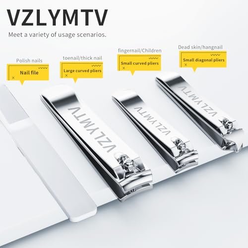 VZLYMTV Nail Clippers 4-Pieces Sharp Set – Stainless Steel Toenail Clippers for Men & Women, Professional Nail Trimmer for Seniors (Silver) - görsel 4