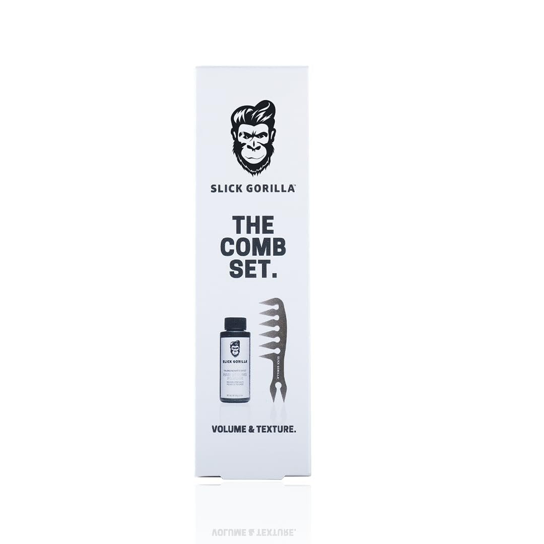 Slick Gorilla Hair Styling Texture Powder and Texture Comb - Matte Hair Powder for Men & Carbon Wide Tooth Comb for Volume, Thickening, Hold - Non-Greasy Men's Styling Products Avelisse
