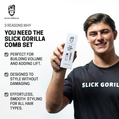 Slick Gorilla Hair Styling Texture Powder and Texture Comb - Matte Hair Powder for Men & Carbon Wide Tooth Comb for Volume, Thickening, Hold - Non-Greasy Men's Styling Products Avelisse