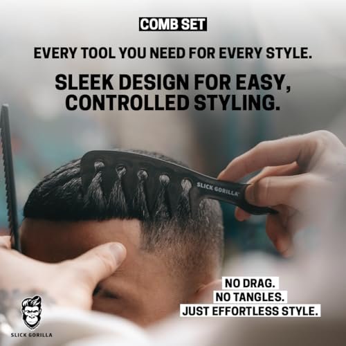 Slick Gorilla Hair Styling Texture Powder and Texture Comb - Matte Hair Powder for Men & Carbon Wide Tooth Comb for Volume, Thickening, Hold - Non-Greasy Men's Styling Products Avelisse