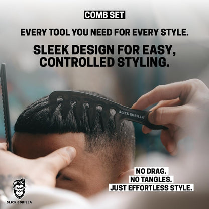 Slick Gorilla Hair Styling Texture Powder and Texture Comb - Matte Hair Powder for Men & Carbon Wide Tooth Comb for Volume, Thickening, Hold - Non-Greasy Men's Styling Products Avelisse
