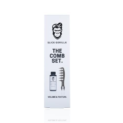 Slick Gorilla Hair Styling Texture Powder and Texture Comb - Matte Hair Powder for Men & Carbon Wide Tooth Comb for Volume, Thickening, Hold - Non-Greasy Men's Styling Products Avelisse