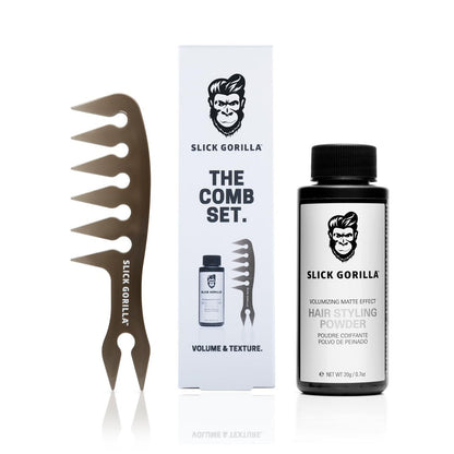 Slick Gorilla Hair Styling Texture Powder and Texture Comb - Matte Hair Powder for Men & Carbon Wide Tooth Comb for Volume, Thickening, Hold - Non-Greasy Men's Styling Products Avelisse